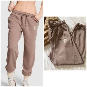 PINK Victoria's Secret VS PINK Ivy Fleece Campus Sweatpants Iced Coffee Medium